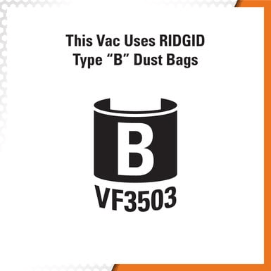 Ridgid VF3503 High-Efficiency Vacuum Dust Bag (Size B) | Ridgid by KHM Megatools Corp. Ridgid VF3503 High-Efficiency Vacuum Dust Bag (Size B) | Ridgid by KHM Megatools Corp.